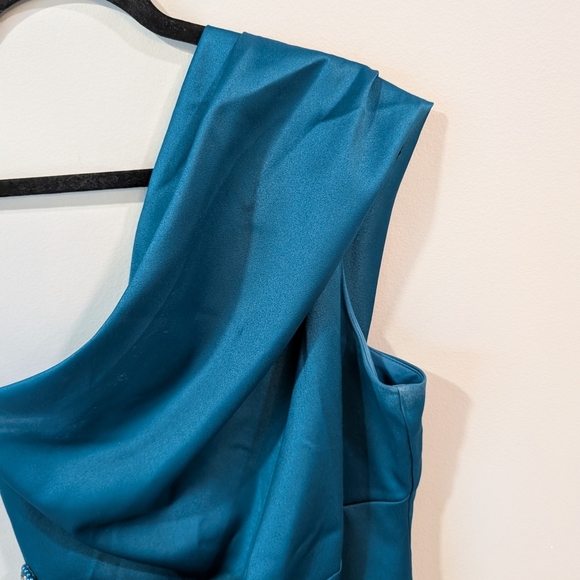 Elegant Jessica Howard Teal Blue One-Shoulder Dress Sz 8 - Picture 3 of 7